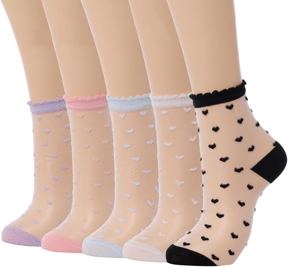 Campsis Women Sheers Socks Polka Dots See Through Sock