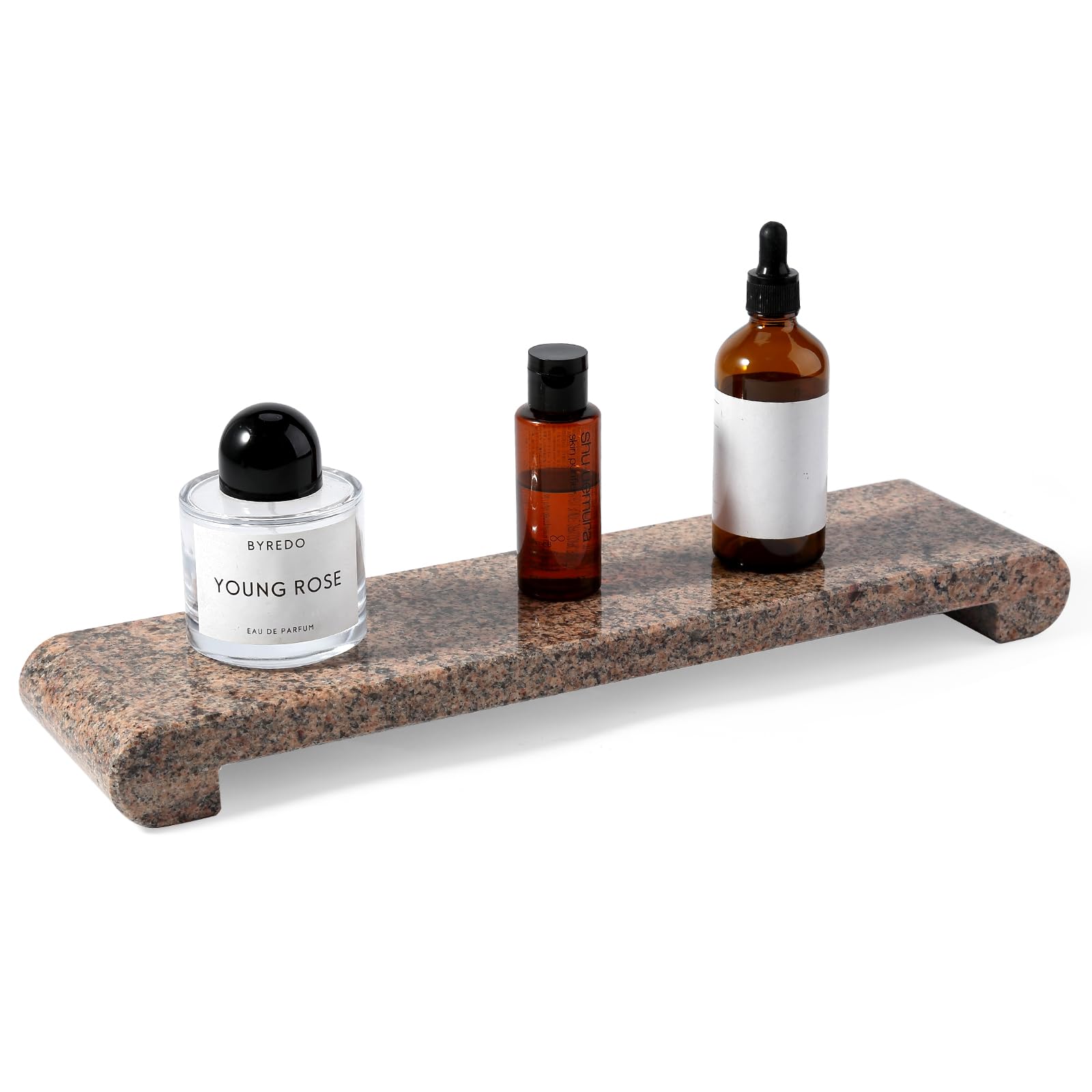 16"x4" Natural Marble Tray Pedestal Stand, Bathroom Counter Stone Trays
