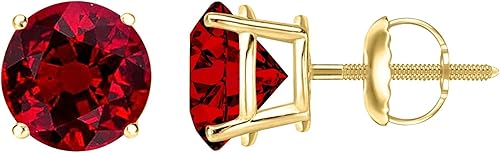 Pendientes de tuerca de rubí de peso total de 12-10 quilates, 4 puntas con rosca trasera
