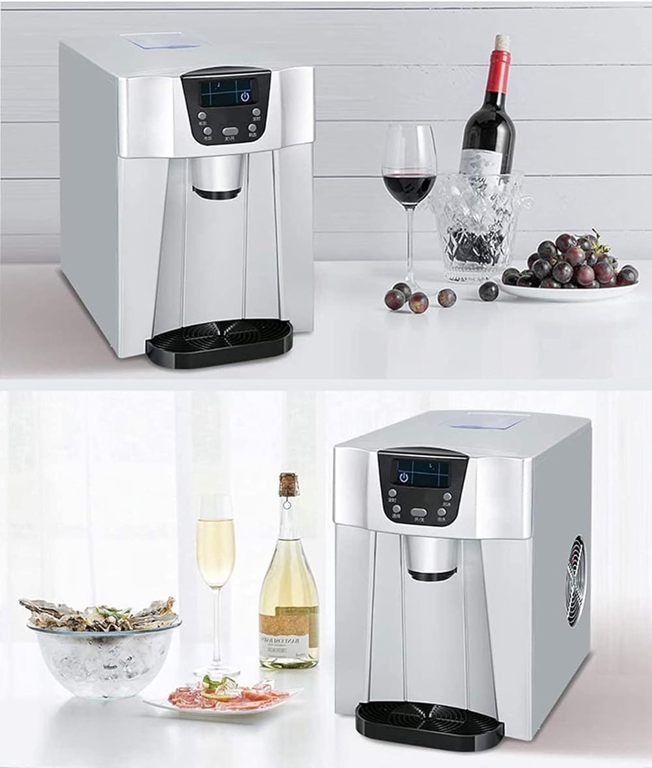 Ice Maker 2 in 1 Countertop Ice Maker, Produces 33 Lbs Ice in 24 Hours, Ready in 6Min, Led Display Perfect for Home/Kitchen/Office/Bar (Color : Rojo), Red, 20240226