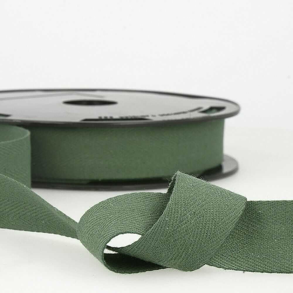 35mm Cotton Herringbone Tape 754D, 067 Dark Green, 8 Metres