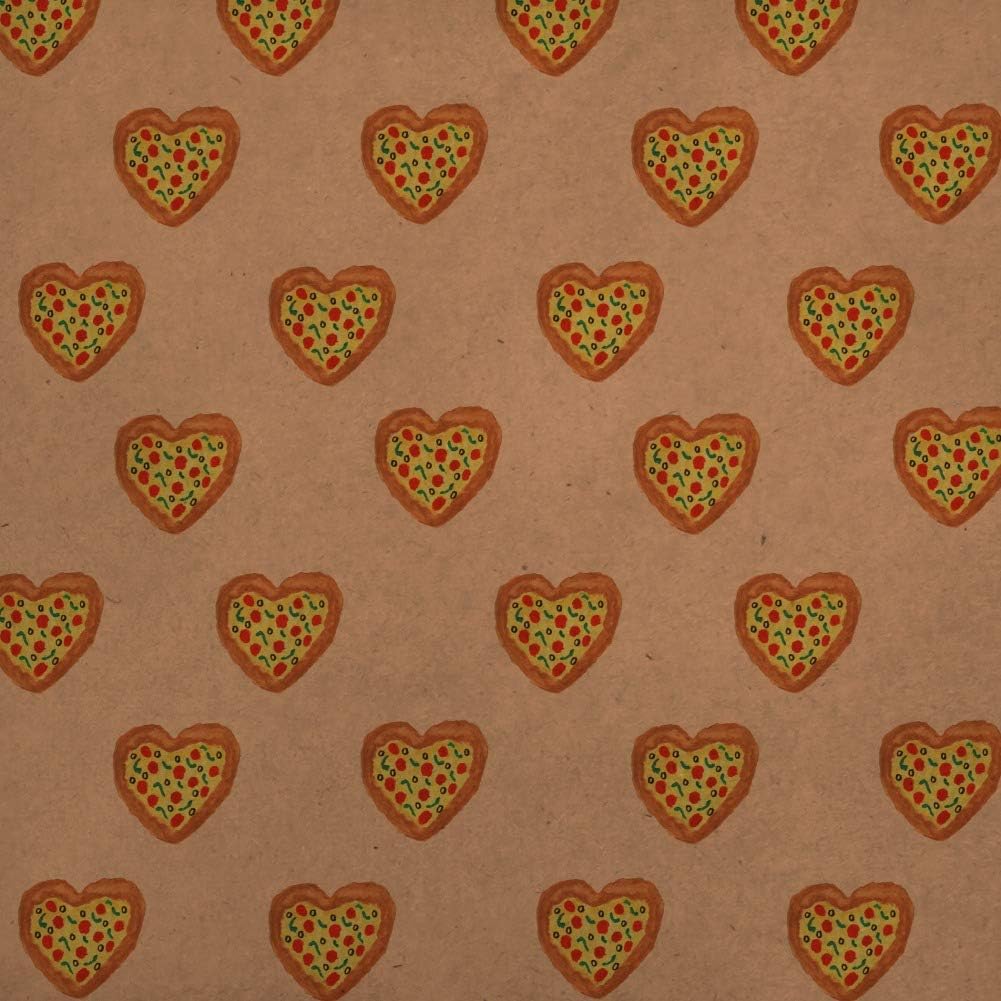 GRAPHICS & MORE Pizza My Heart Love Pattern Premium Kraft Roll Gift Wrap Wrapping Paper
