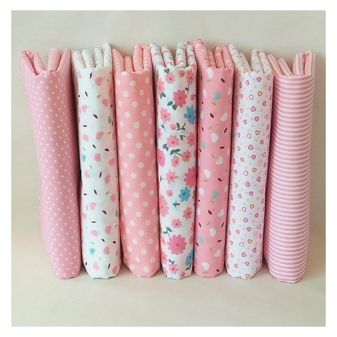 Różowa seria tkanina bawełniana do pikowania, 7 sztuk, patchwork, zestaw materiałów, materiały do szycia ze 100% bawełny, patchwork, do pikowania, majsterkowania, rzemiosła, bawełny, 100 x 160