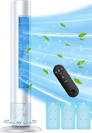 CENSTECH Windowless Portable Air Conditioner with 4 Modes & 3 Speeds, 15-Hour Timer, 2-Gallon Water Tank, 120° Swing, Evaporative Cooler