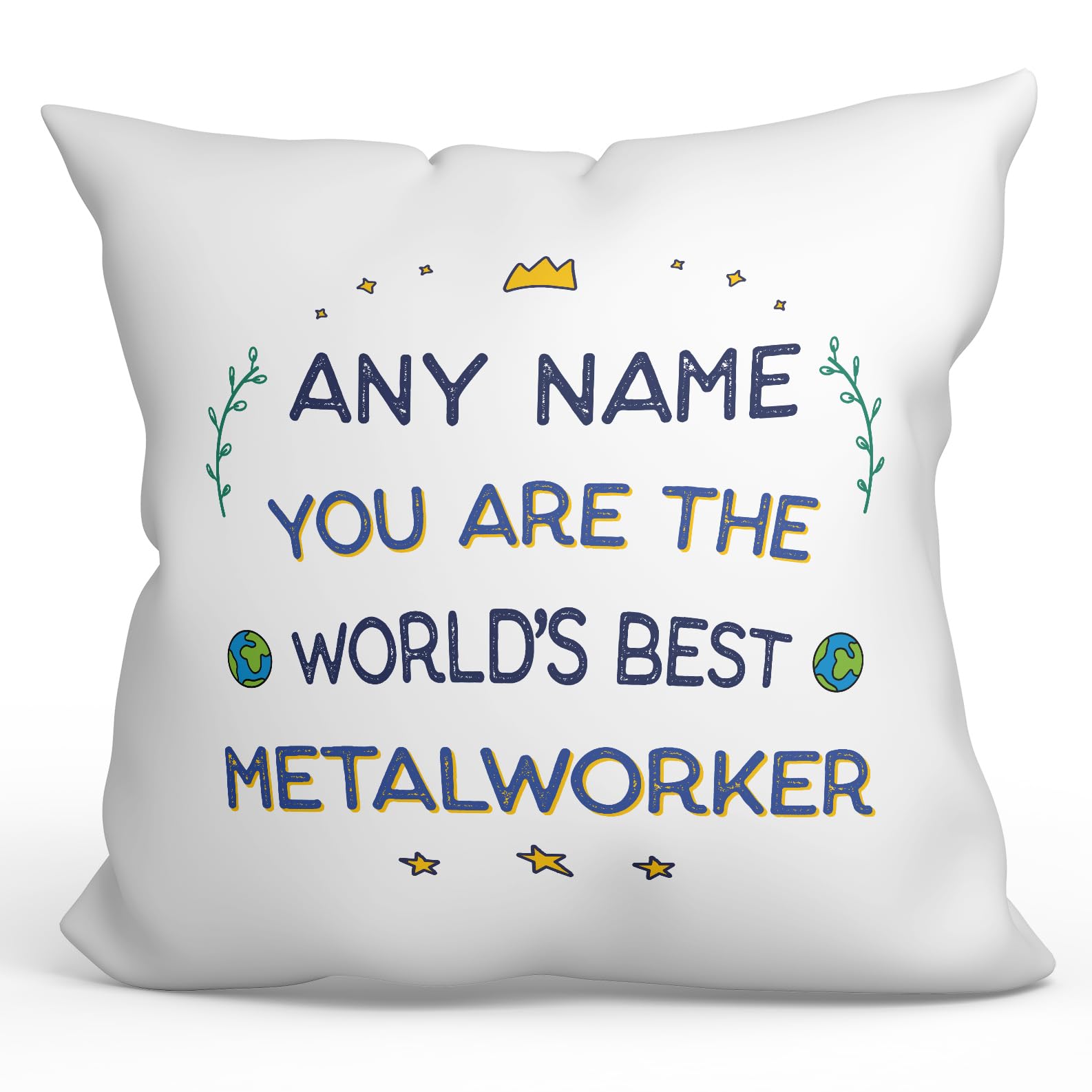 MUGFFINS Personalised Cushion for METALWORKER Padding included - in English - World's Best - Funny custom gift - Pillow: cover and filling 15.7x15.7 inches — image 1