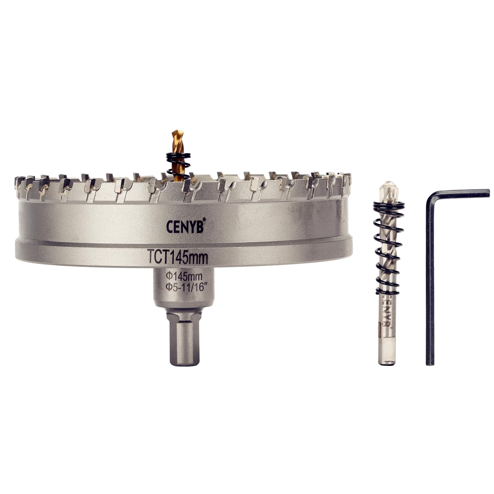 2-1/8" (54mm) Tungsten Carbide Tipped Hole Saw with 2Pcs Titanium-Plated Pilot Drill Bits for Metal, Steel, Iron, Wood, Plastic — view 45