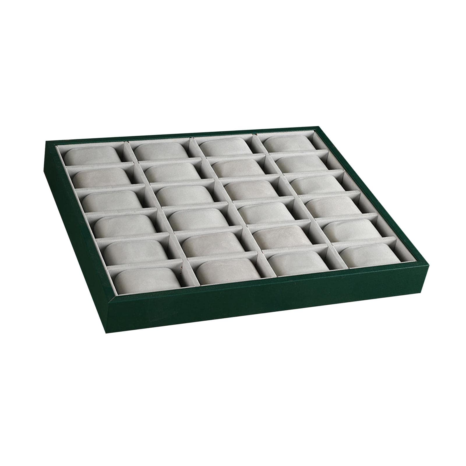 Milageto Hochwertiges Samt Uhrentablett mit Kissen, Stapelbares Uhrenkissen, Tablett, Armband, Uhrendisplay, Organizer für Schubladen, Tischkommode, 24Steckplatz