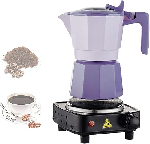 Cafetera de aluminio para estufa, 2 tazas (3 onzas - 3.0fl oz), cafetera Moka para estufa de gas o eléctrica, percolador clásico de café italiano y