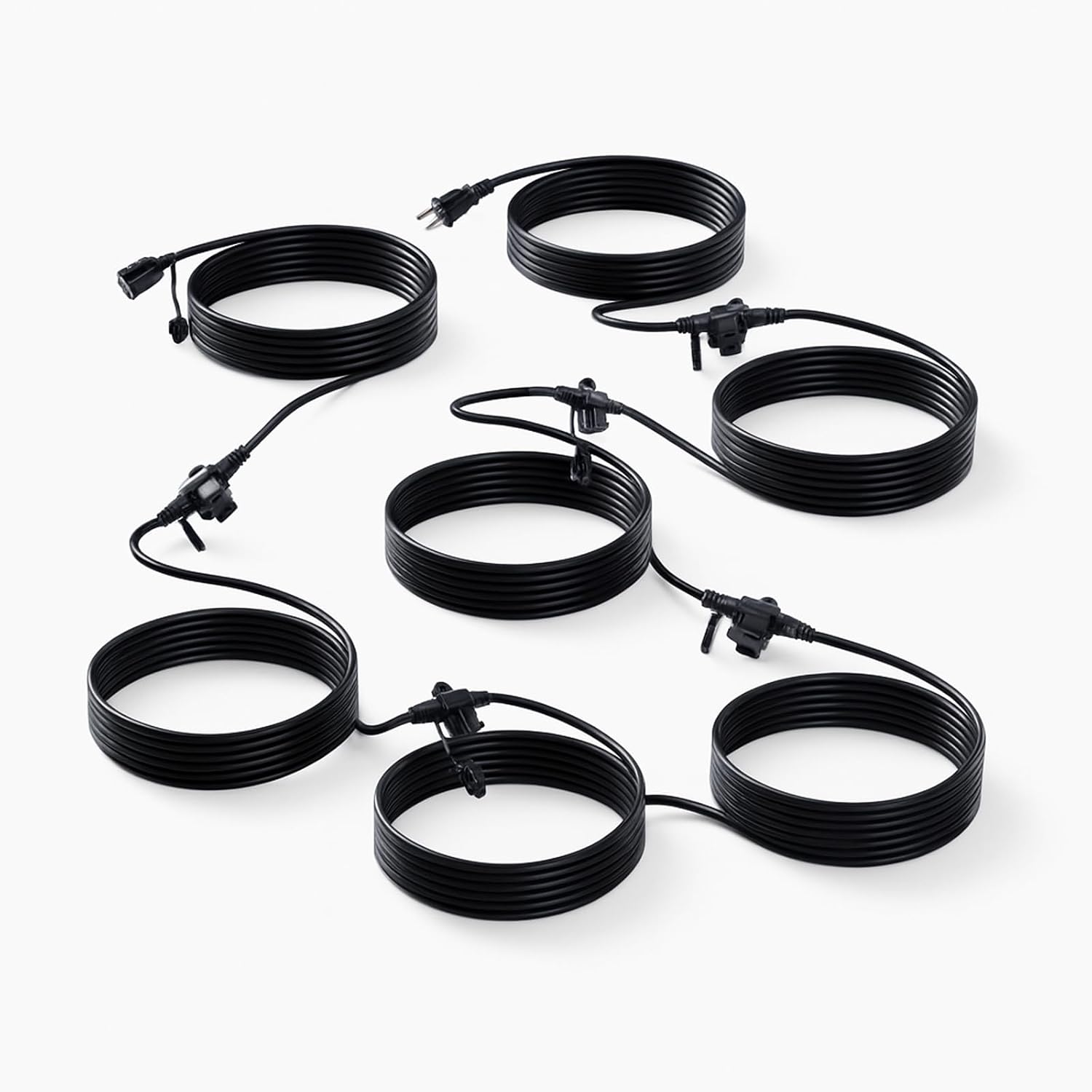 50FT Outdoor Extension Cord,10 Evenly Spaced Outlet Plugs,Black Multiple Outlets with Weatherproof Cover,16/3 SJTW Wire Power Cord.