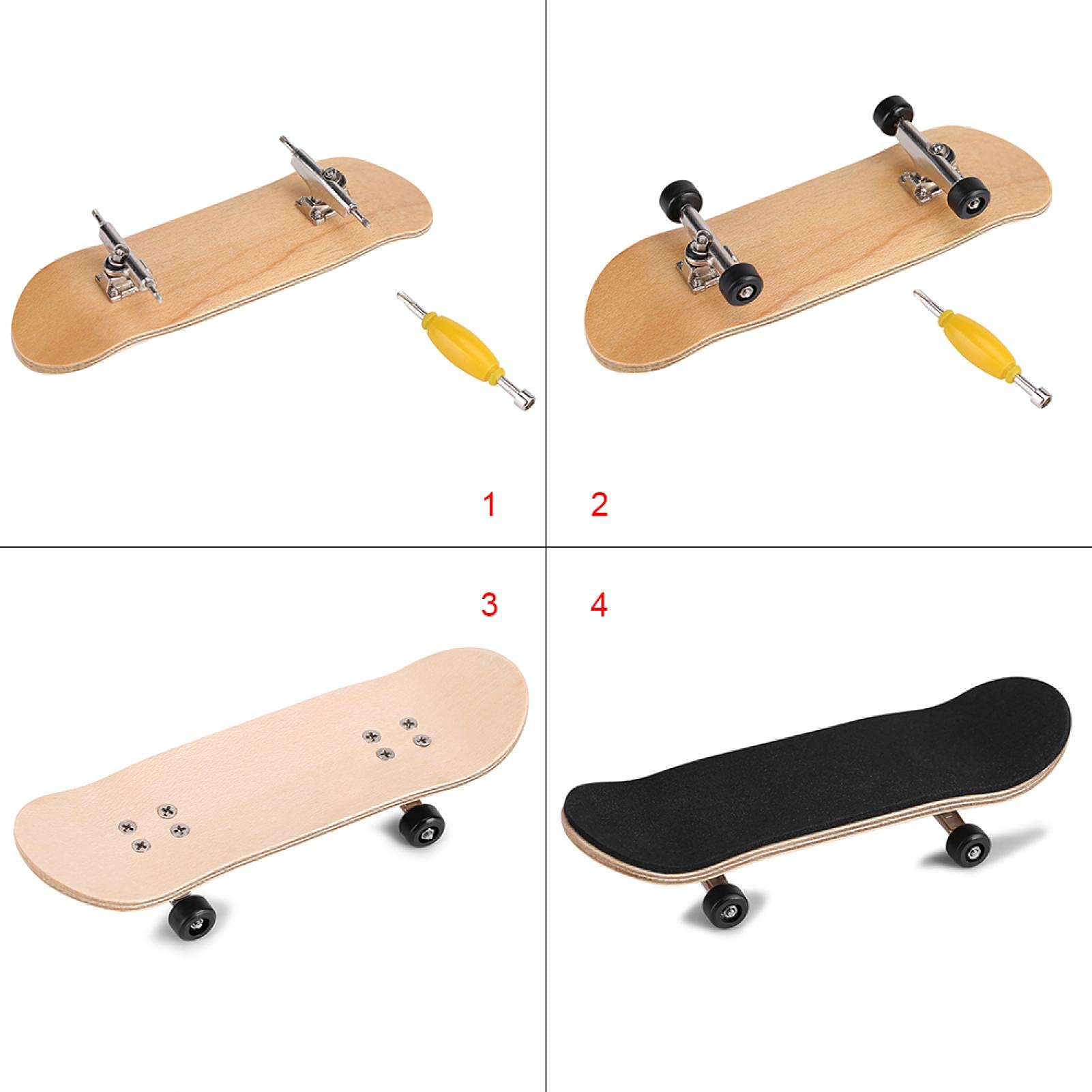 Skateboard à Doigts, 6 Pièces Finger Skateboards Mini Planche à roulettes Skate Boarding Jouets Finger Skate Park Fingertoy Set pour Enfants