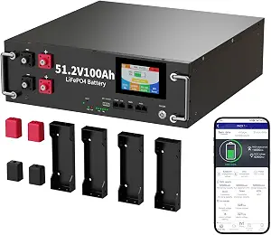 48V 100Ah LiFePO4 Lithium Battery with WiFi & Bluetooth, Touch-Screen, CAN & RS485, 5KWh for RV, Solar, Home Backup