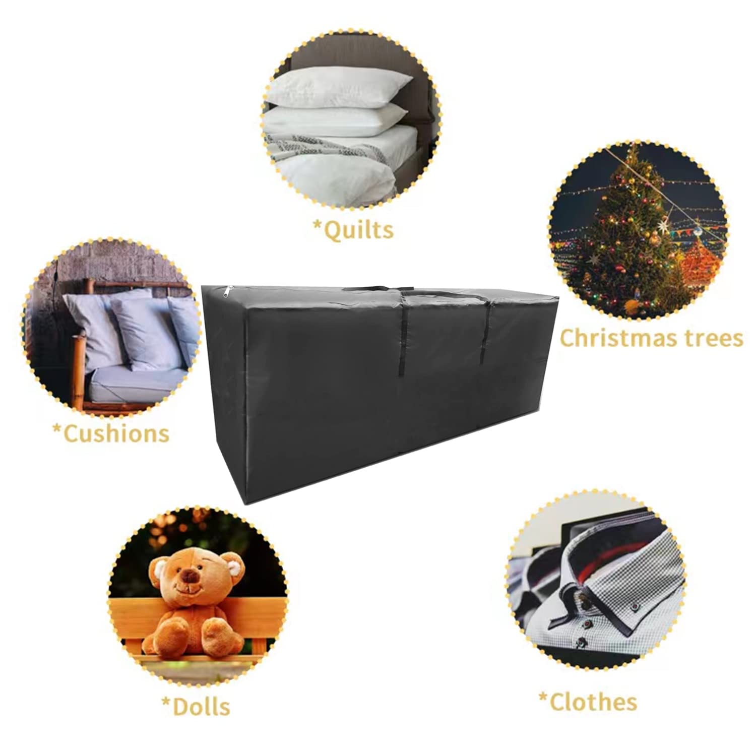 Lot de 2 sacs de rangement imperméables pour coussins d'extérieur - 172,7 x 76,2 x 50,8 cm (L x l x H)