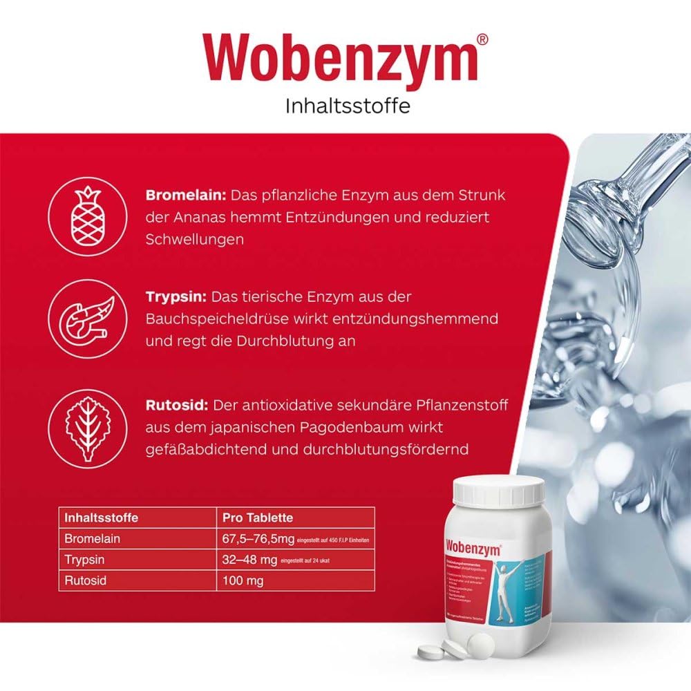 Wobenzym | Entzündungshemmendes Arzneimittel mit Enzym-Komplex | Bromelain, Trypsin und Rutin | Aktiviert die Selbstheilungskräfte & unterstützt den Körper bei der Abwehr von Entzündungen (800 Stück)