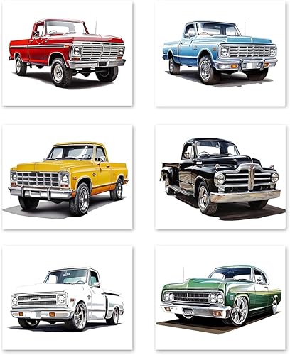 Miniatura 1 de MOCVSWO Impresiones artísticas clásicas para pared de auto, camioneta con acuarela, carteles, decoración de habitación de niños, decoración de