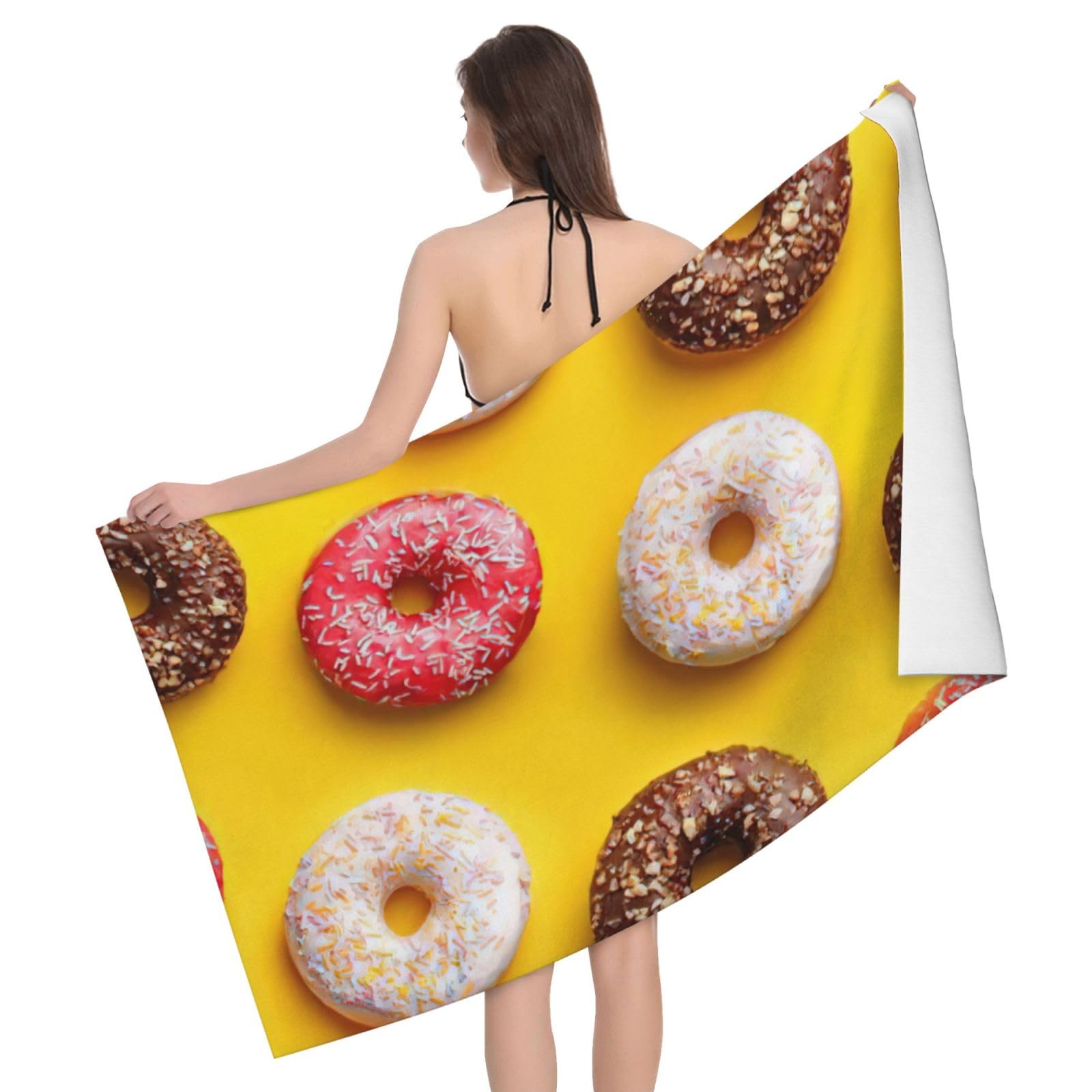 Serviettes de piscine en microfibre imprimé donut grand format pour voyage et drap de plage
