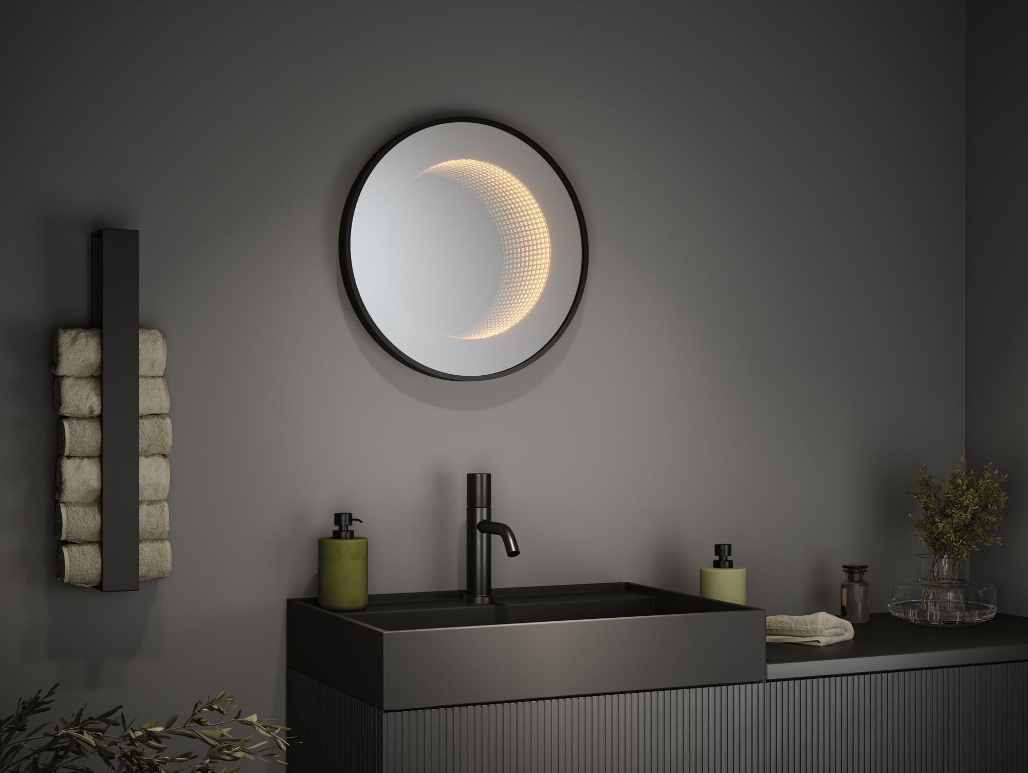 Paulmann 79561 LED Leuchtspiegel Miro IP44 Tunable White 70lm 230V 11,5W Spiegel, Schwarz matt