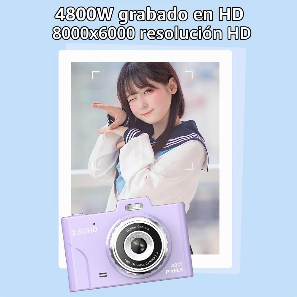 Andoer Cámara de Fotos, 1080P 48MP Cámara Digital Compacta Recargable 2.8 Pulgadas Camara de Fotos Digital con Zoom 8X Camara Digitales Compacta para Principiantes, Niño, Adulto(Rosa)