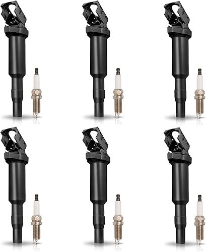 ENA Juego de 6 bujías de platino y 6 bobinas de encendido 2010 2012 2013 compatibles con BMW 128i 323i 528i xDrive X3 X5 Z4 2.5L 3.0L repuesto para