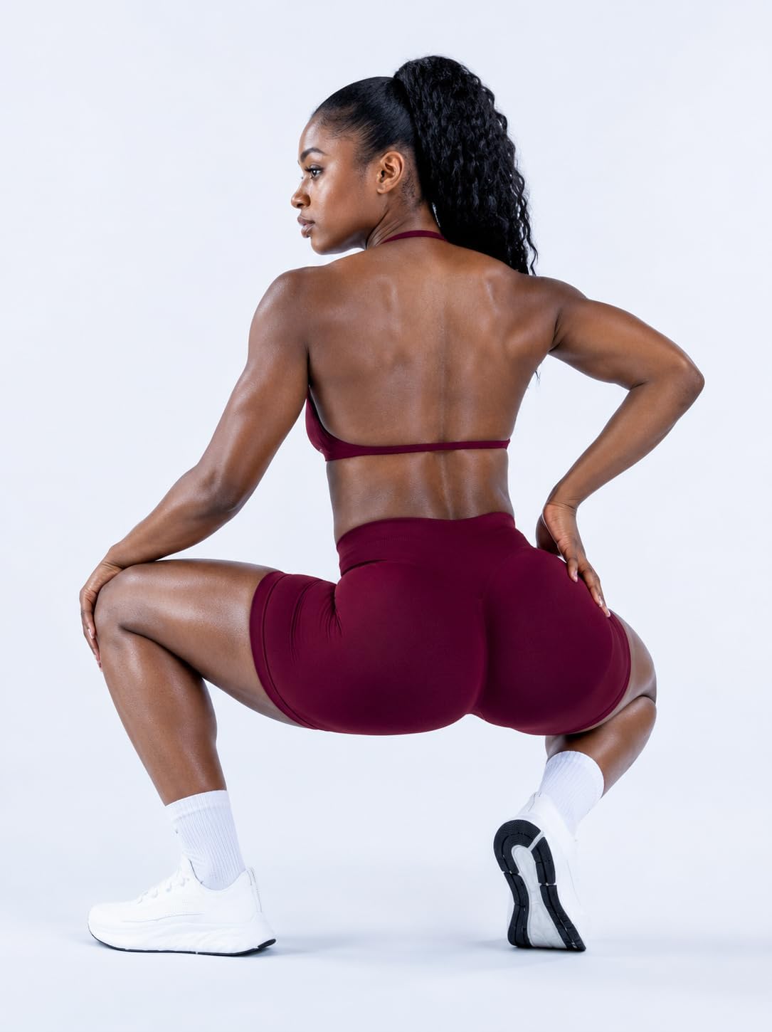MOYOOGA 2 Piece Workout Sets for Women Seamless Shorts and Strappy Sports Bra Athletic Gym Yoga Matching Outfits image 5
