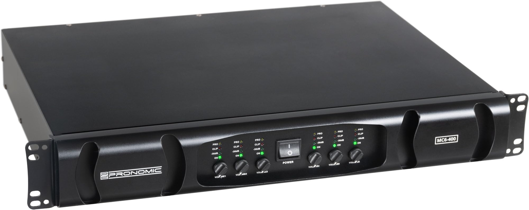 Pronomic MC6-400 Finale - Potenza in uscita (4 Ohm): 6x 600 Watt - Modalità Stereo, Parallel o Bridged - Frequenza crossover regolabile - Tipo di circuito: Class D