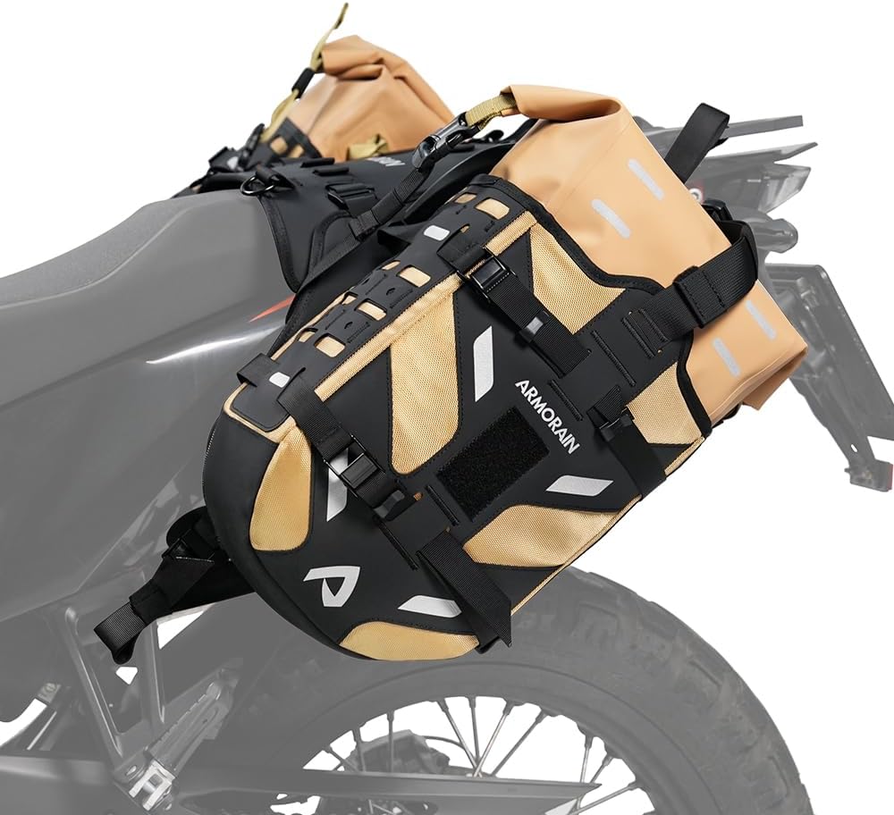 Motorcycle Saddlebags Waterproof 40L Rackless Luggage System Base Removable 2026 For Adventure,Riding Gear(20L*2) (Black)