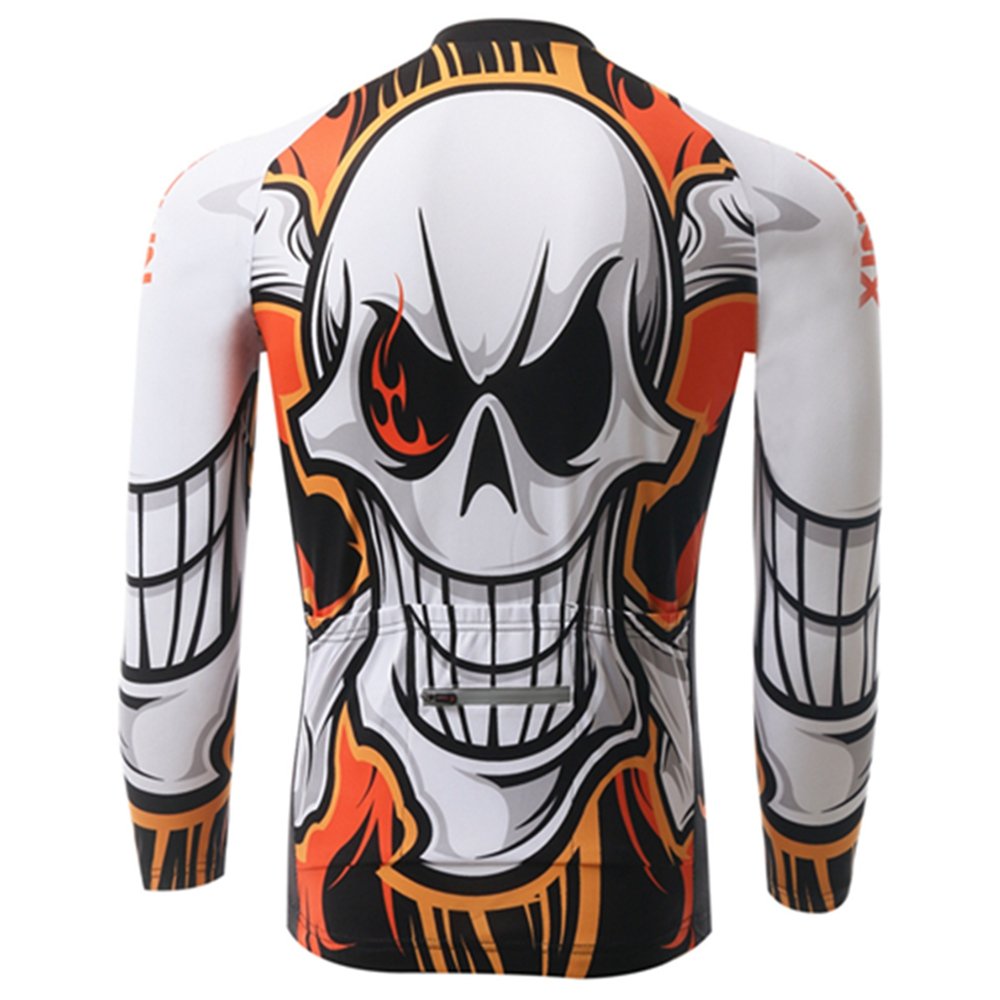 Men's Long Sleeve Cycling Jersey Bike Clothing Bicycle Clothes Autumn 100% Polyester Outdoor Sports MTB Wear Fire Yellow L