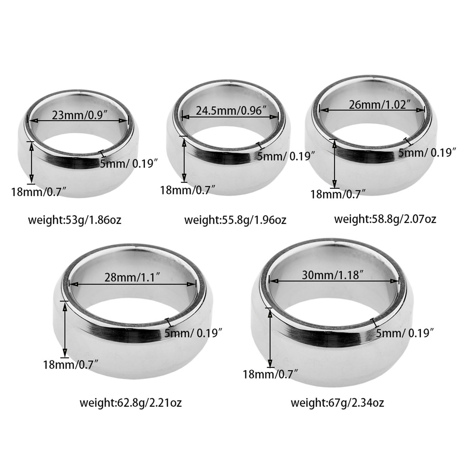 Anneau De Gland En Acier 5 Mm Pour Cockring - Sextoy Pour Homme, Argenté, Marque Kiotos, Neuf