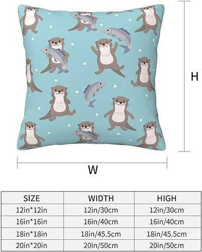 Miniatura 2 de Aimeryup Throw Pillow Covers 12x12 Inch Cute Otter Fish Decorative Pillow Covers Cushion Covers cojines decorativos para sala Pillow Cases Cute