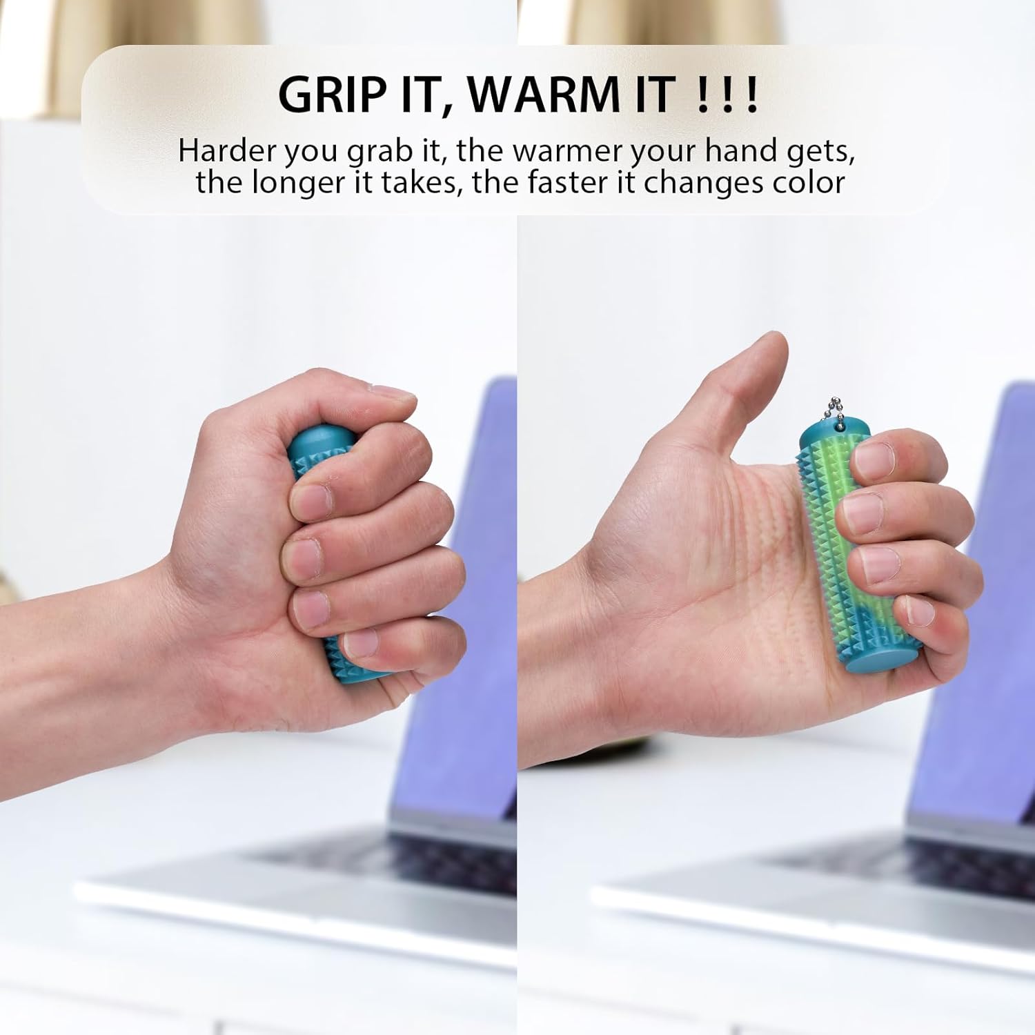 3PCS Little Ouchies Fidget Keychain for Adults,Spiky Grippie Stim Toy | Pain Relief & Anxiety Stress Relief |Tactile Fidget for ADHD,Focus & Venting | Color-Changing (30°C) & Glow in Dark