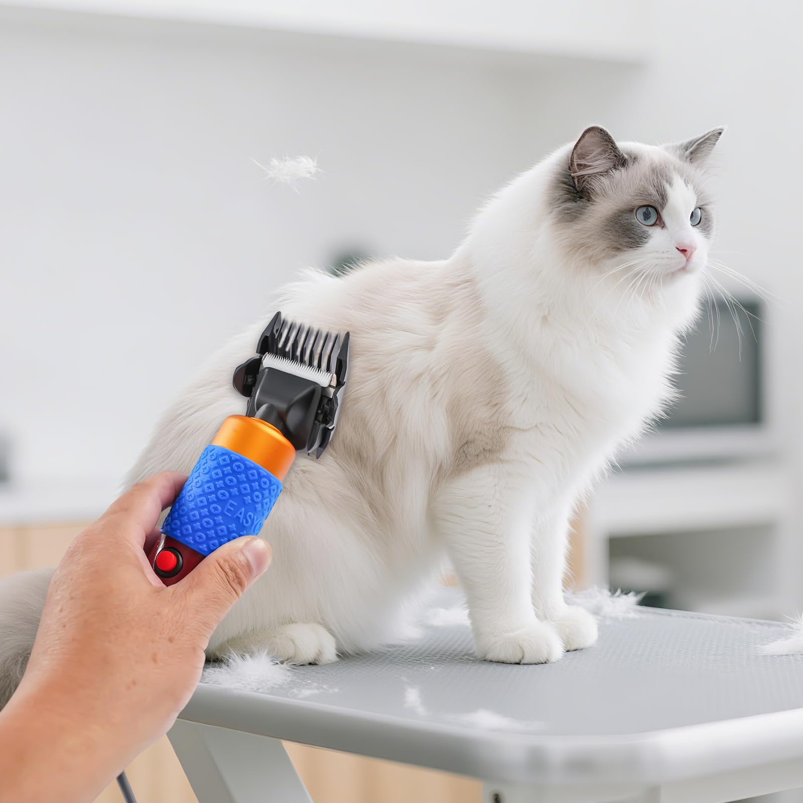 Tosatrice professionale per cani e gatti, tosatrice per animali silenziosa con 4 pettini e cavo da 3 m, lama in ceramica da 6600 RPM per taglio preciso