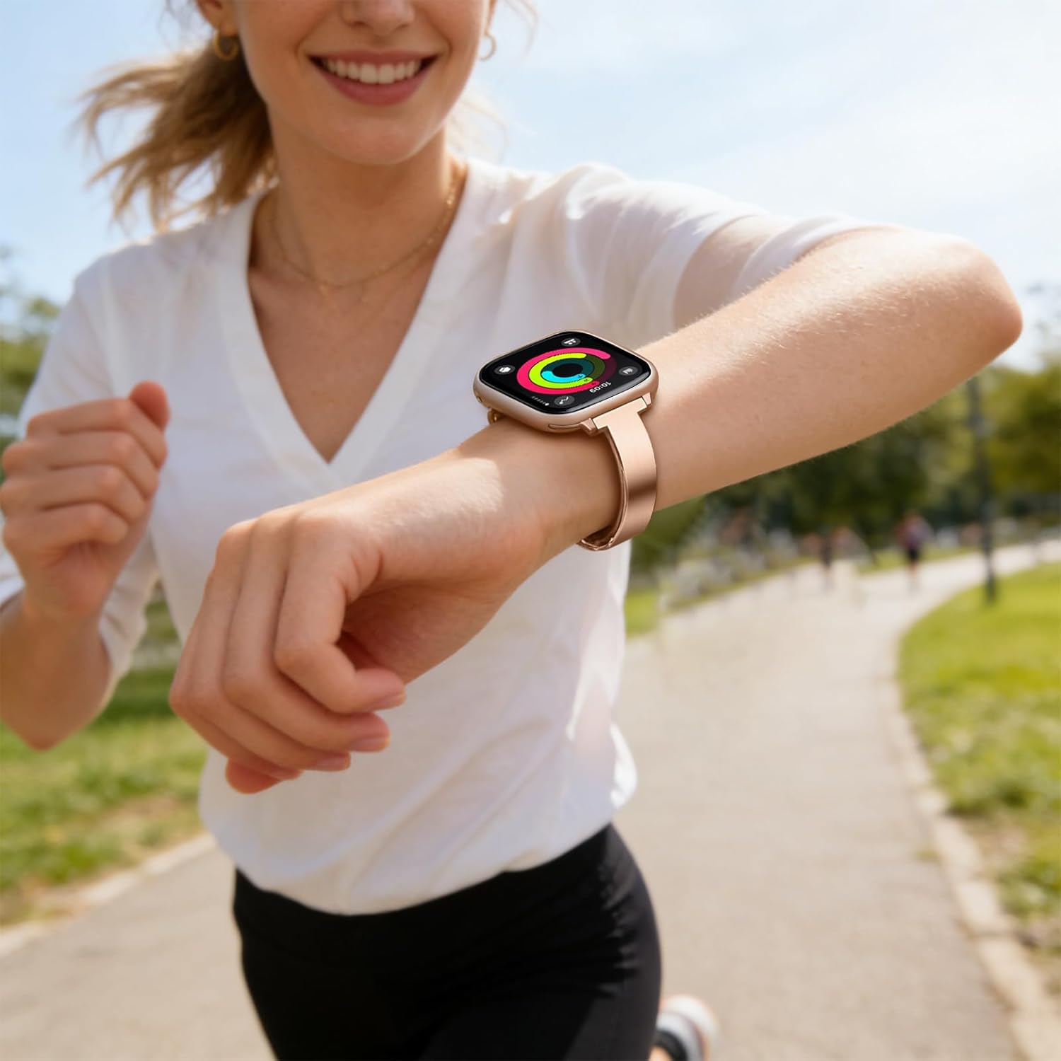 Dhwazz Band for Apple Watch Series 11 10 42mm Women, Slim Stainless Steel Watchband Jewelry Strap for iWatch SE 3 2 1 Series 9 8 7 6 5 4 3 2 1 41mm 40mm 38mm - Image 7