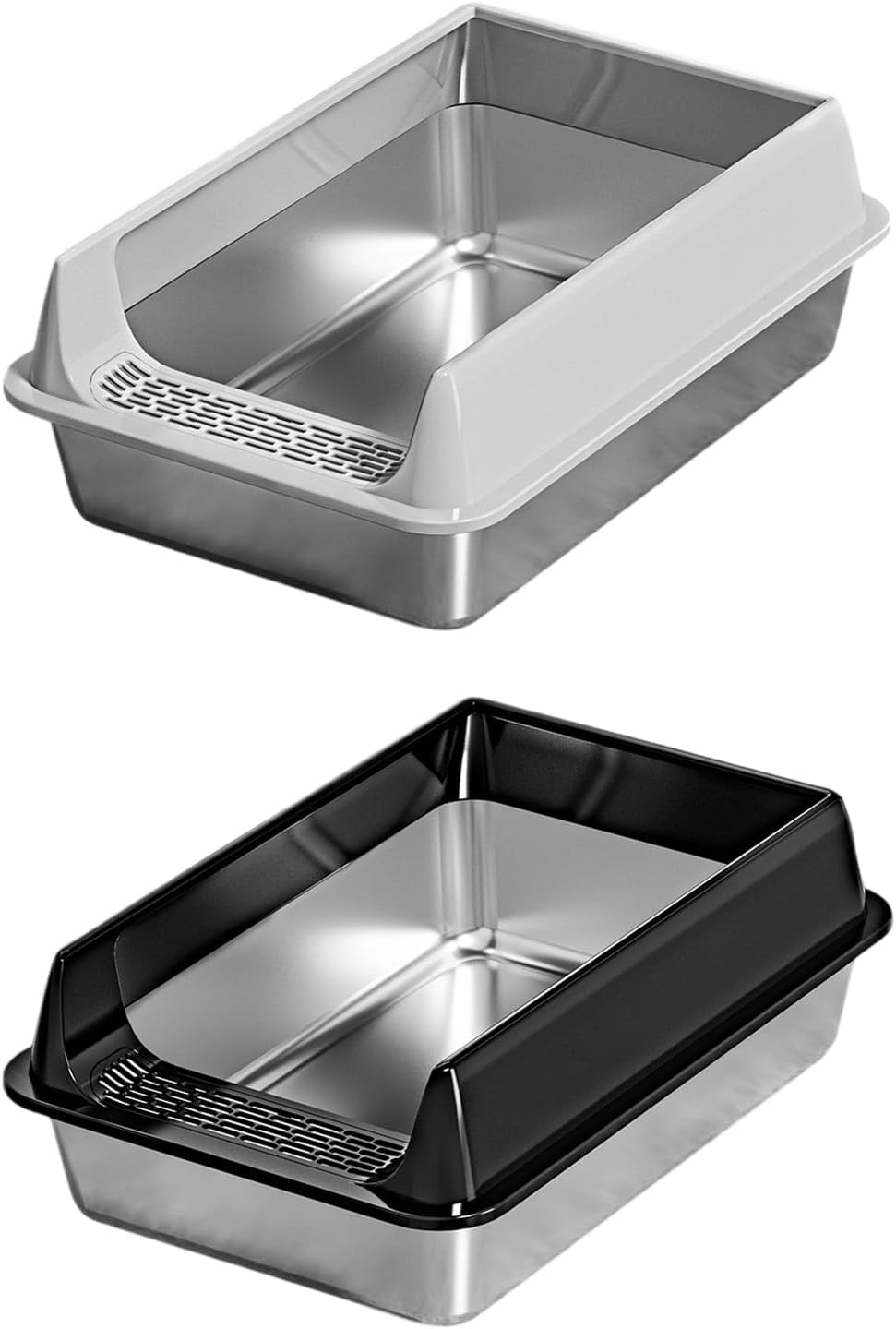 Antisplash Cats Waste Tray with Open Tops Designs and Slip Bottom Heavy Duty Use Kittens Toilet Easy to Half Enclosed Cats Toilet