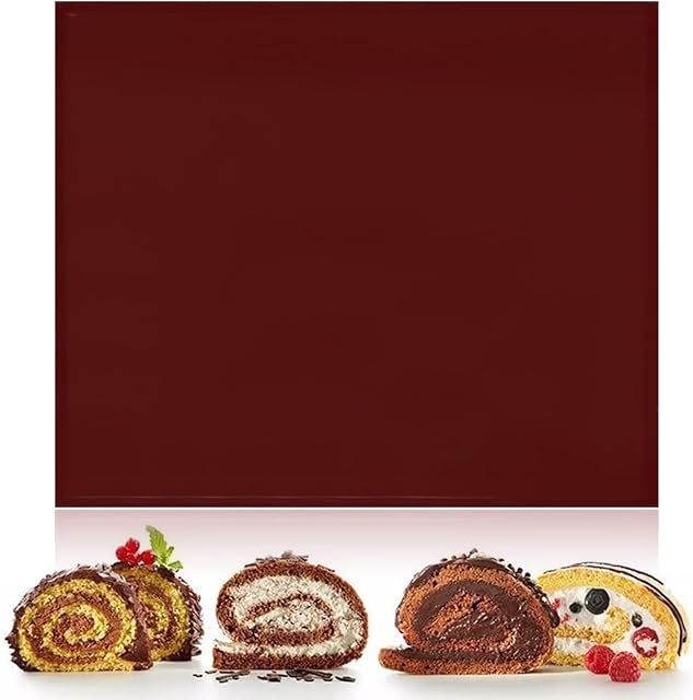 Swiss Roll Cake Mat Baking Tray Silicone Cake Roller Pan, Non Stick Baking Mat Cookies Mold for Oven Baking Tray Sheet(Brown)