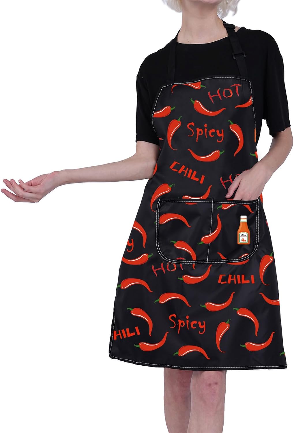 FUSTMW Chili Pepper Chef Apron With Pocket - Grilling Apron for Chili Lovers - Kitchen Gardening Apron - Image 4