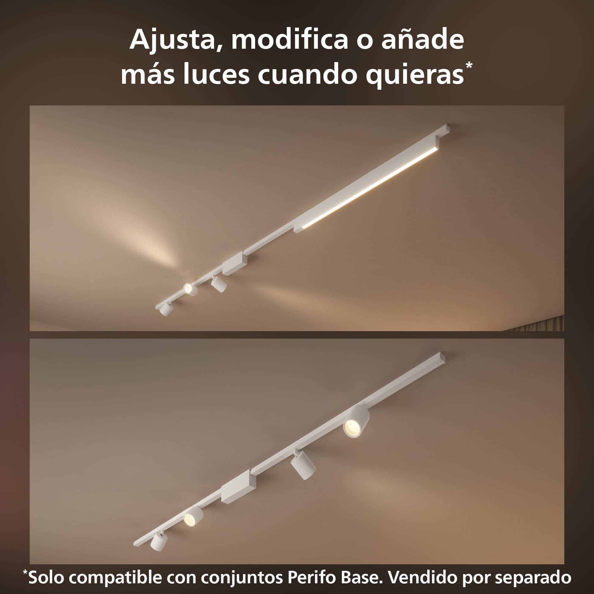 Philips Hue White and Color Ambiance, Perifo, Kit di Illuminazione a Binario da parete, Kit con 3 Faretti, 16.8 W, Nero