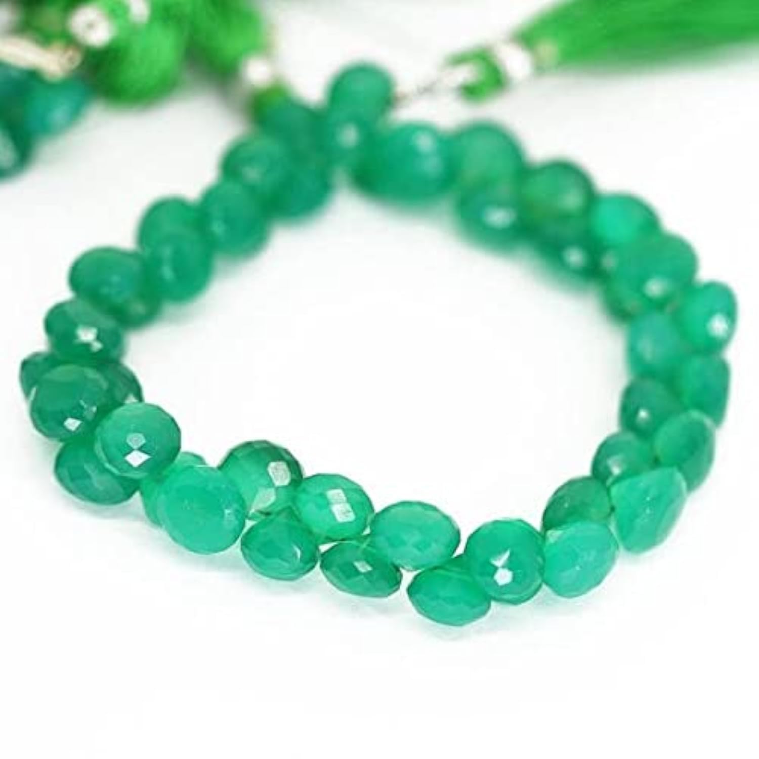 Onyx vert perles facettées en forme d'oignon 8mm pour la création de bijoux DIY élégants
