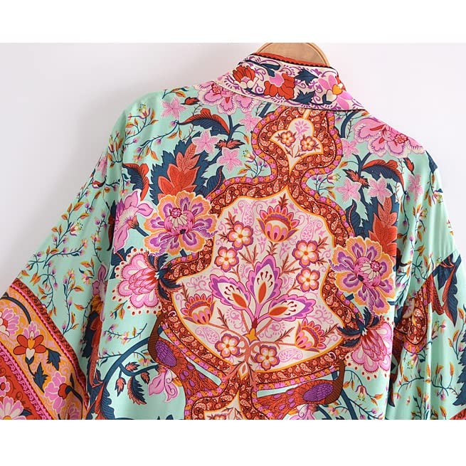 Kimono corto para mujer con estampado floral vintage ideal para tus días de playa en verano 3