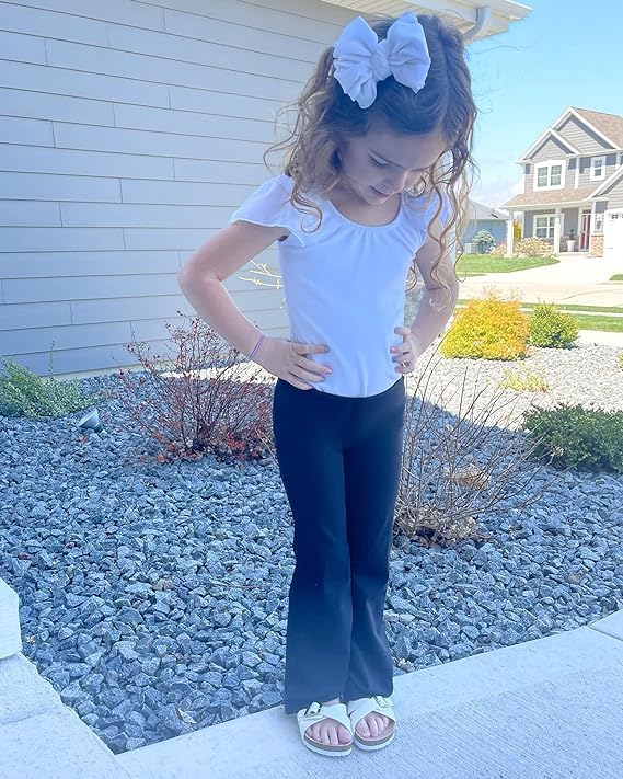 STELLE Girl's Flare Leggings High Waisted Yoga Pants Bootcut Dance Casual Pants Activewear Kids Bell Bottoms - Image 3