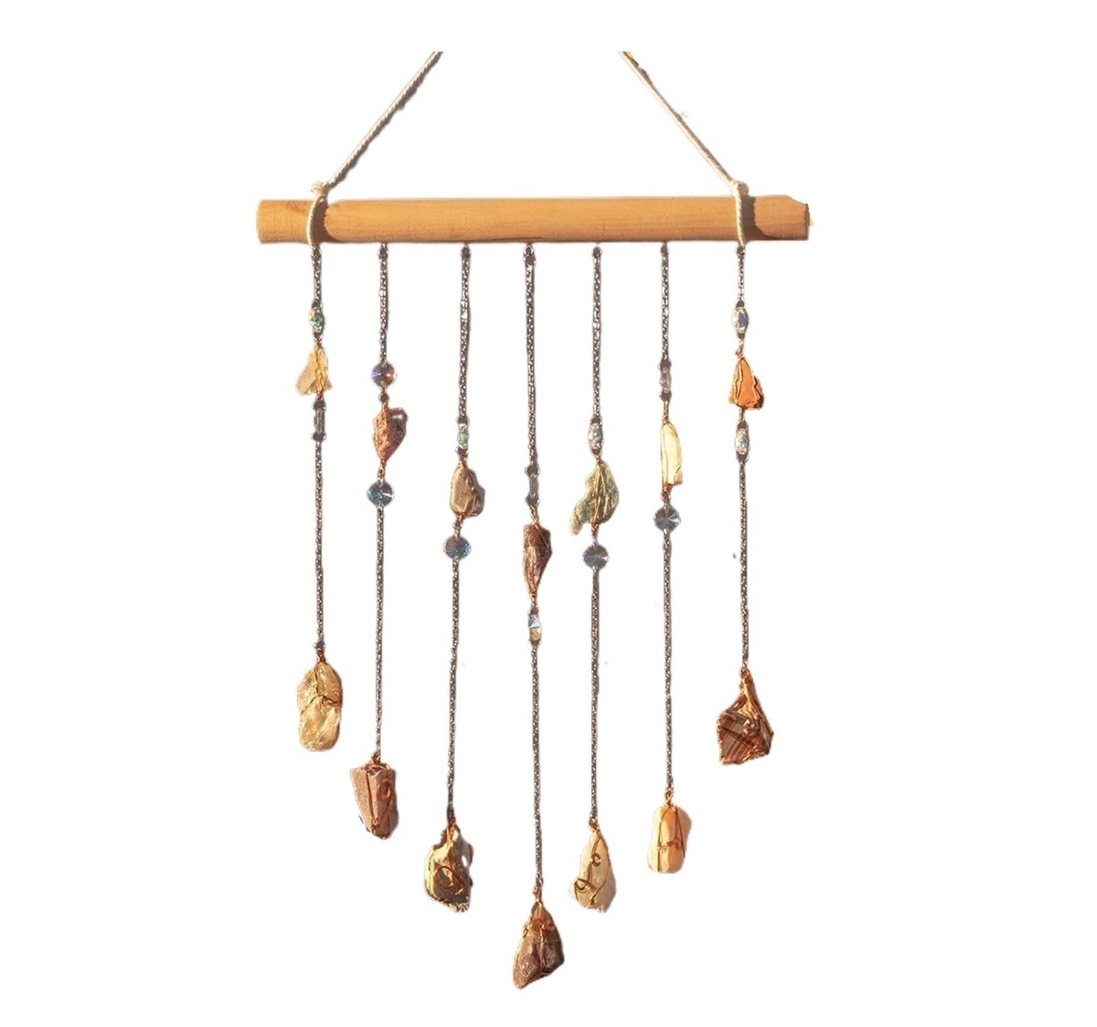 Ppqiru Style02 Wall Hanging Dream Catcher Agate Crystal Wooden Stick Home Decoration Room Wind Chime For Decoration(Style02)