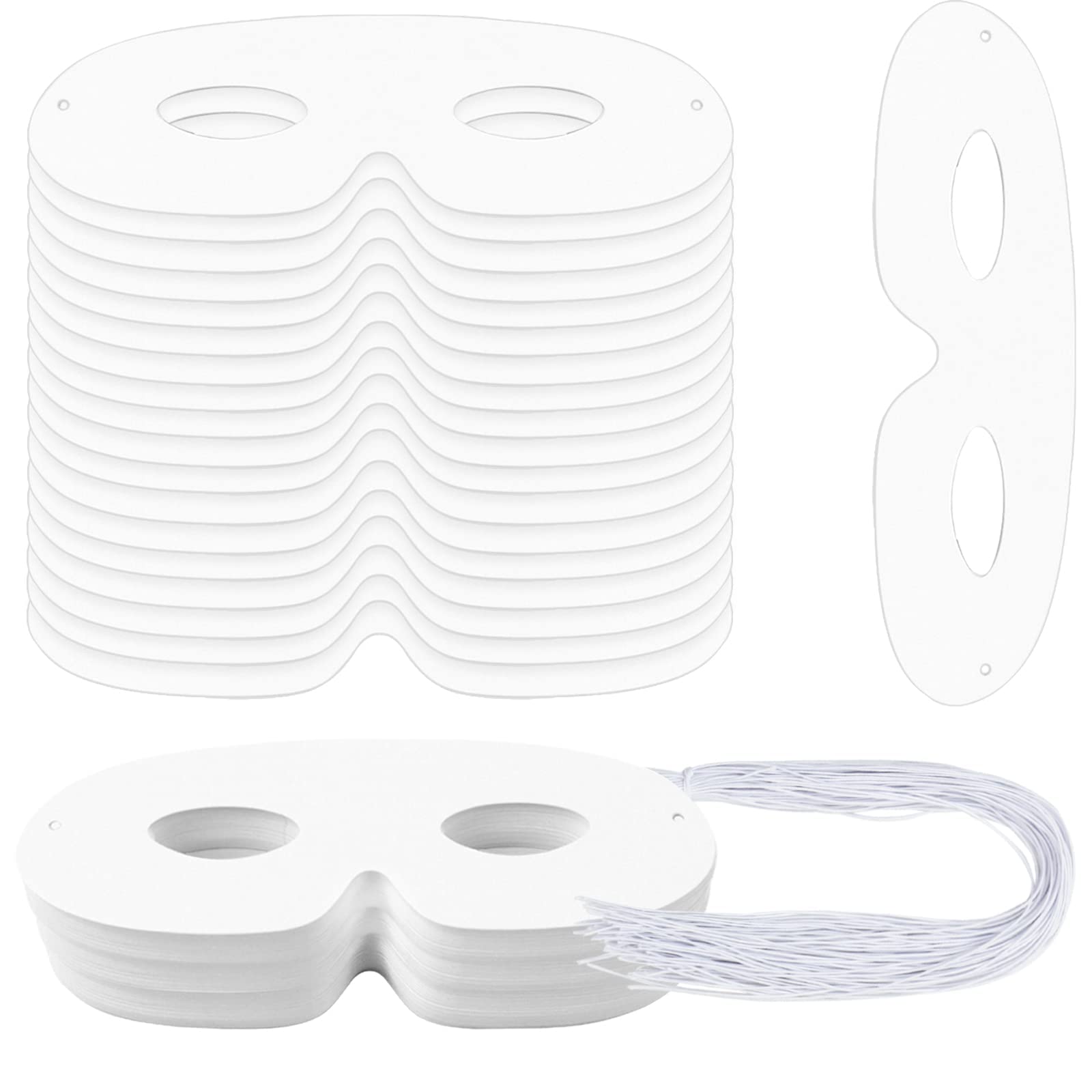 100 Pack White Paper Eye Masks, Plain Masquerade Mask Blank Masks Decorate for Cos-Play, Halloween Party