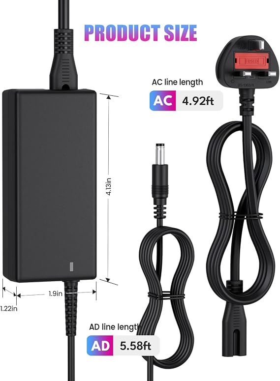 24V Power Supply Adapter Charger Compatible with Logitech G29 G920 G923 Racing Wheels and Compatible with Fujitsu Scanner FI-6130 FI-6140 | Brennan JB7 B3 Series | Durable Charger Cable Cord