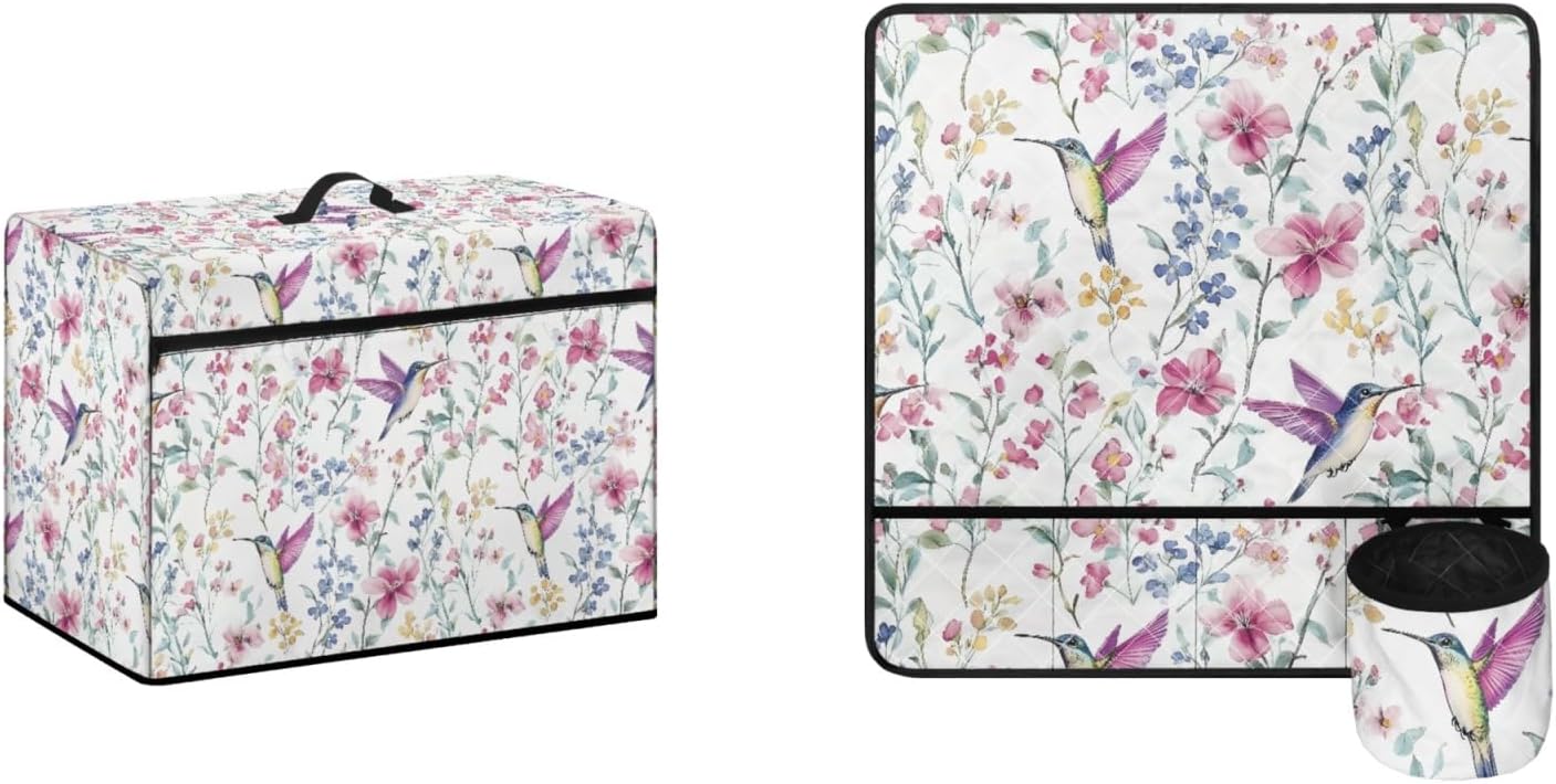 Hummingbird Sewing Machine Mat & Dust Cover With Side Handle - Reduces Vibration, Noise, Movement - Dust Resistant, Machine Washable