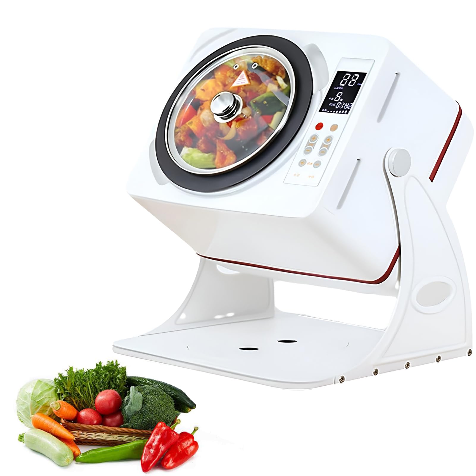 2500W Automatyczny Kuchenka do Smażenia – 6L Inteligentny Robot Kuchenny z Obsługą Jednym Przyciskiem, Obracaniem 360° i Podgrzewaniem 3D do Domowego i Komercyjnego Użytku