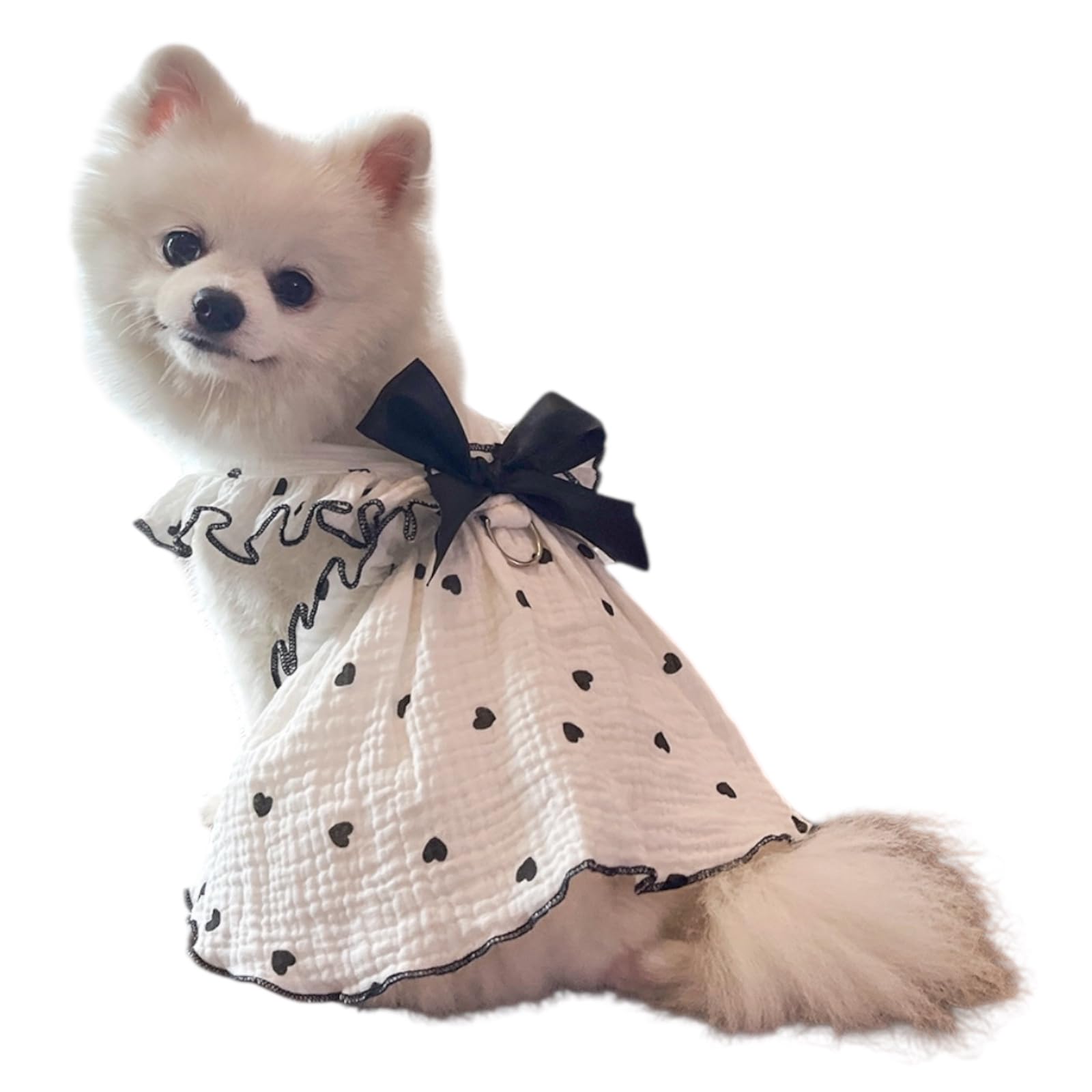 Amazon | 犬服 リボン ハート柄 袖なし Dカン付き コットン 小型犬