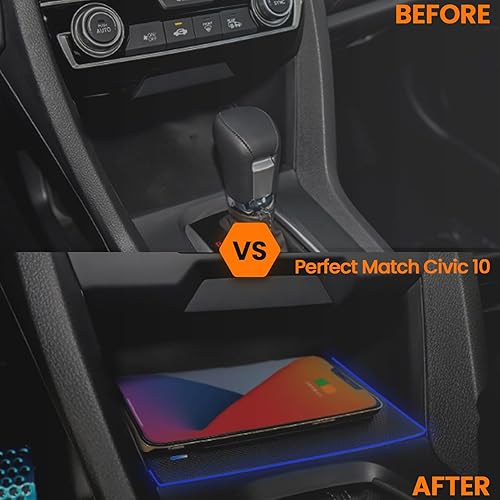 Miniatura 4 de GOMODIFY Cargador inalámbrico de carga rápida de 15 W con imán para Honda Civic 10 2016-2021, enchufe para encendedor de cigarrillos, apto para