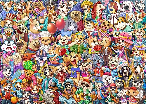 Puzzle 1000 Teile für Erwachsene, Puzzle farbenfrohes Legespiel,kreative, Einzigartige Hunde