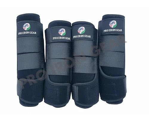 RIDING GEARS Horse Medicine Brushing Boots Leg Wraps Protection Gear Set of 2 and Set of 4 in 14 Colors (Black (Set of 4), Large/Full) - Thumbnail 2