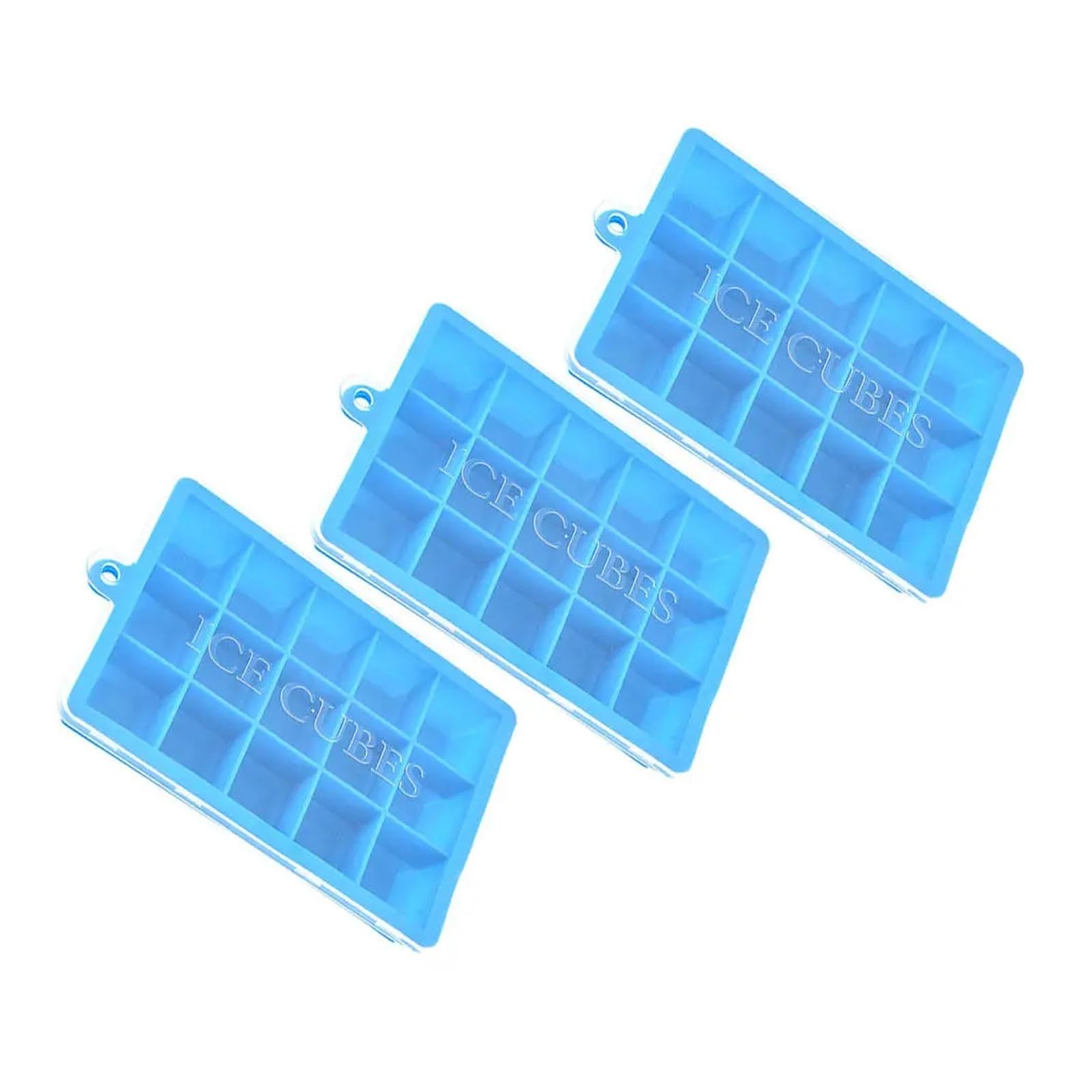 Vassoio for stampi for ghiaccio in silicone da 3 pezzi con 15 cavità, facile pulire, lavabile in lavastoviglie, a prova di perdite