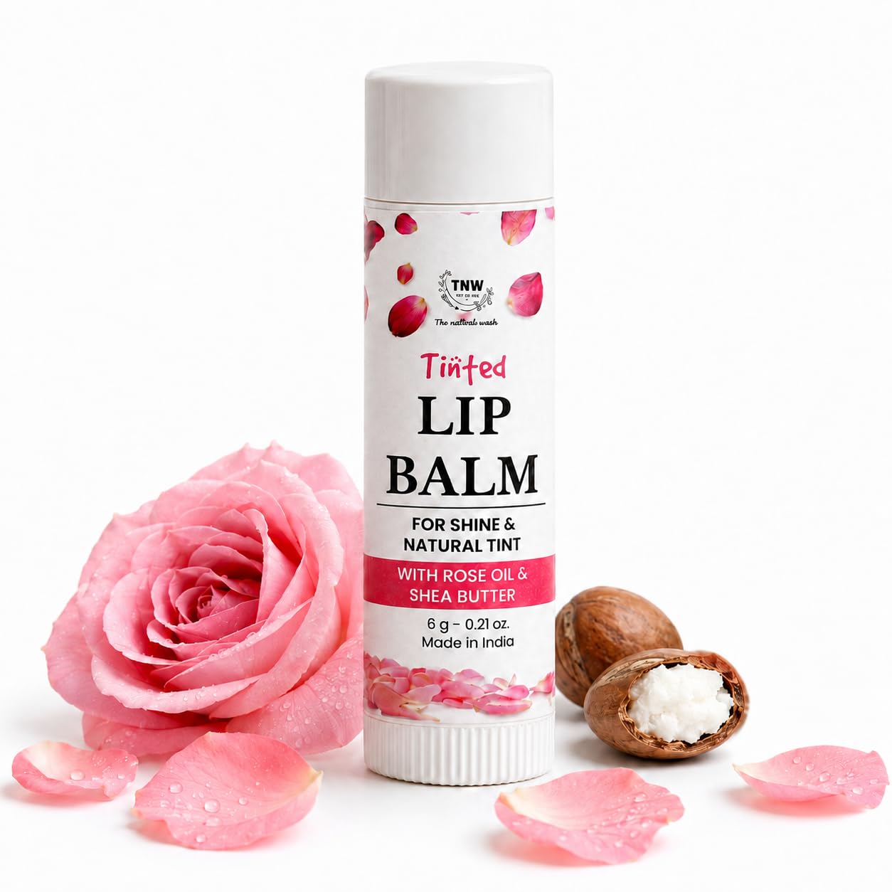 TNW-The Natural Wash Rose Multipurpose Tinted Lip Balm for Dry & Chapped Lips- Pink, 6g | 100% Natural Pink Tint Lip Balm Add Glossy Sheen on Lips for long-lasting with Shea Butter & Vitamin E-picture-15