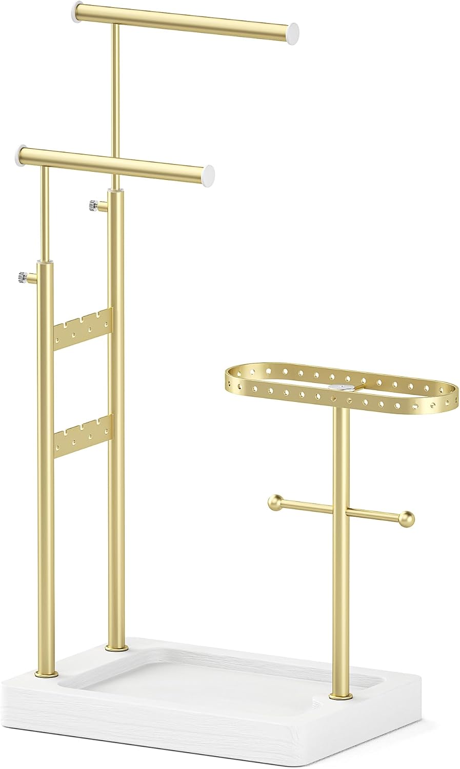 Alsonerbay Adjustable Jewelry Organizer Stand, White and Gold